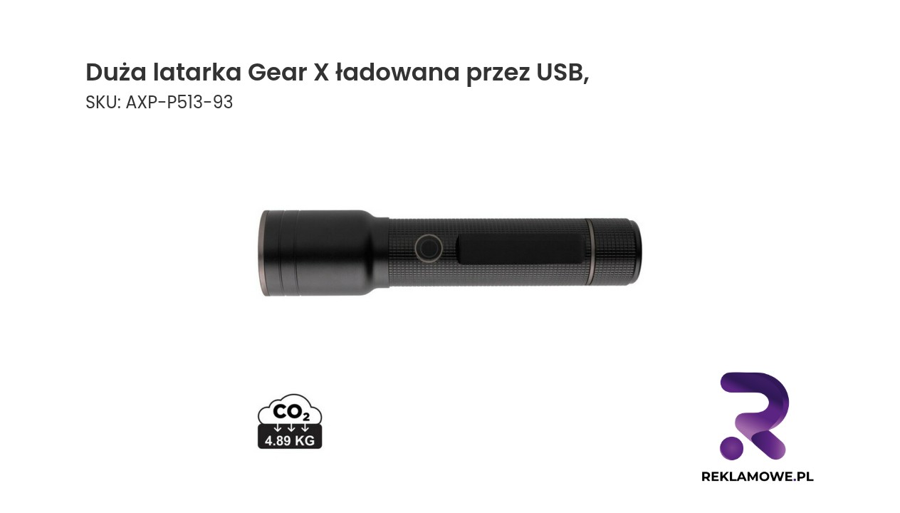 Duża latarka Gear X, ładowana przez USB, aluminium z recyklingu Duża latarka Gear X ładowana przez USB,
