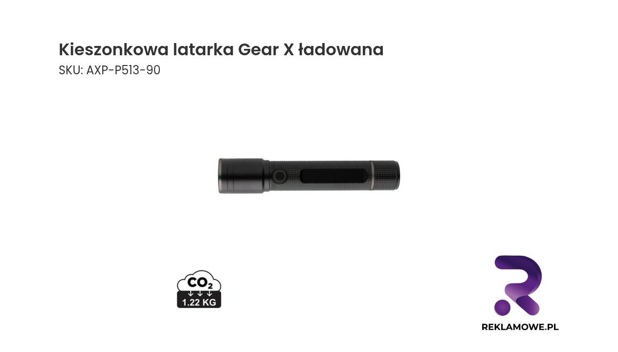 Kieszonkowa latarka Gear X, ładowana przez USB, aluminium z recyklingu Kieszonkowa latarka Gear X ładowana mrozoodporna z funkcją zoom