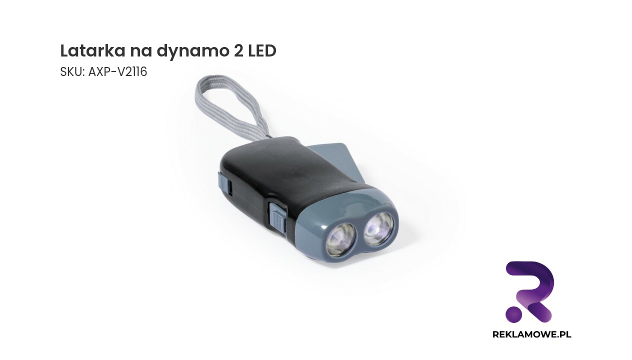 Latarka na dynamo 2 LED Latarka na dynamo z dwiema diodami LED