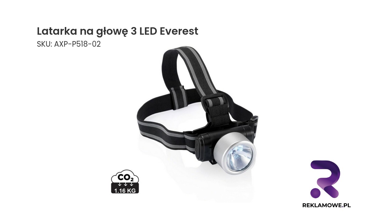 Latarka na głowę 3 LED Everest Latarka na głowę Everest z 3 diodami LED