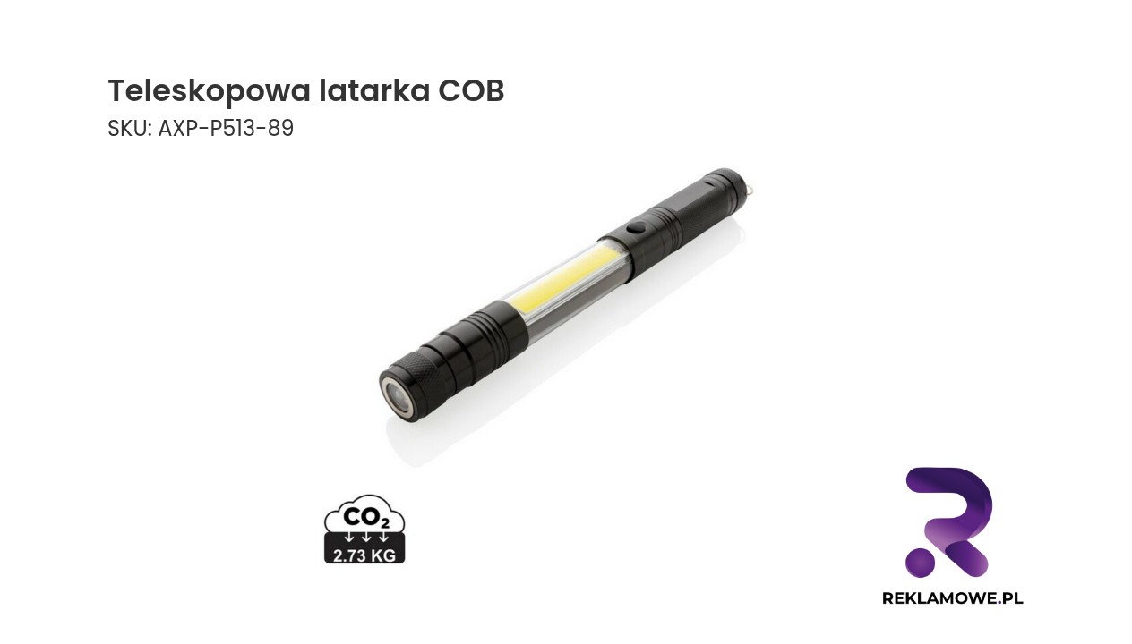 Nowoczesna teleskopowa latarka COB z funkcją zoom