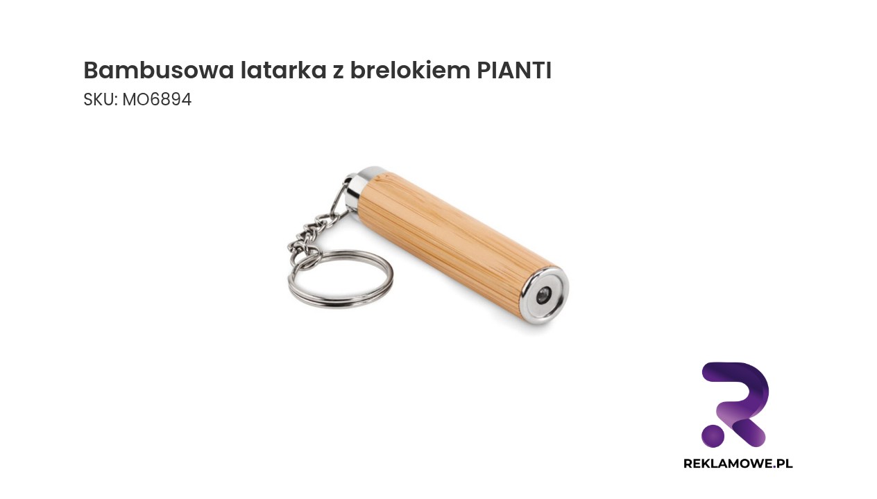 Bambusowa latarka z brelokiem PIANTI Bambusowa latarka z brelokiem PIANTI – ekologiczna latarka brelok do kluczy