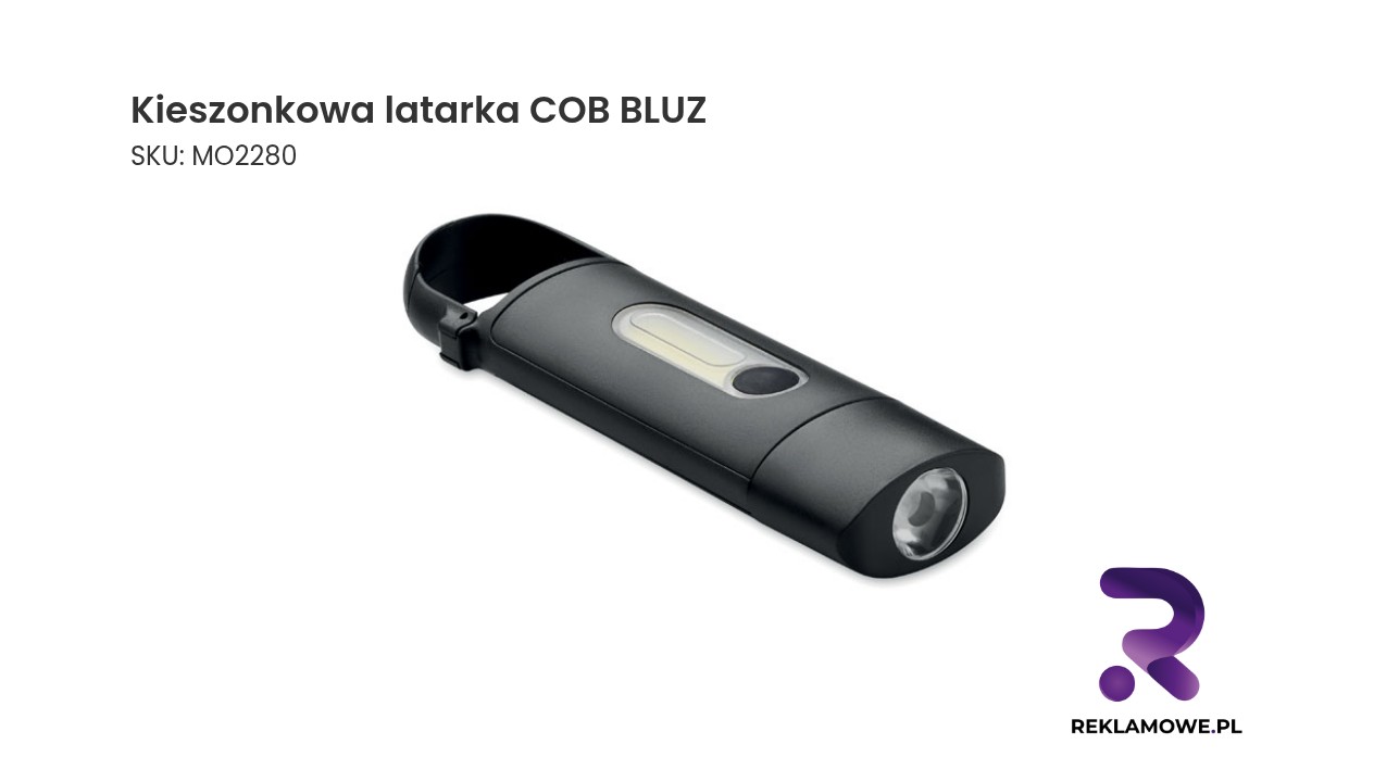 Kieszonkowa latarka COB BLUZ Kieszonkowa latarka COB BLUZ – kompaktowa latarka LED do codziennego użytku