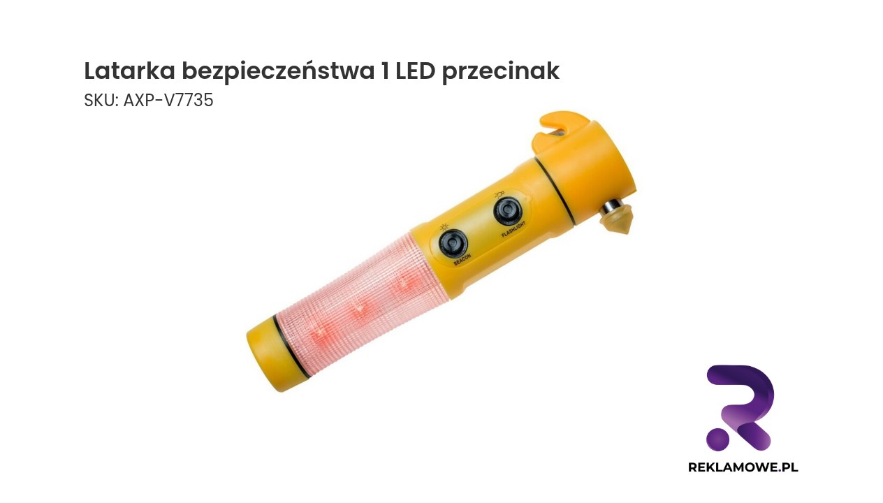 Latarka bezpieczeństwa 1 LED, przecinak do pasów, młotek bezpieczeństwa | Auden Latarka bezpieczeństwa 1 LED z przecinakiem